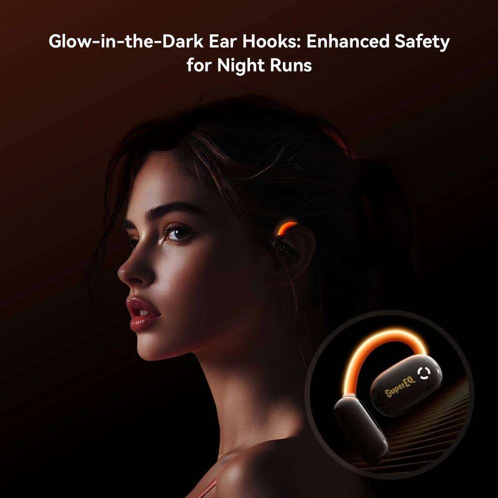 Designer Famous Brand Supereq D Wireless Open Bluetooth Luminescent Ear Hooks Lightweight Sports Earphone App Control