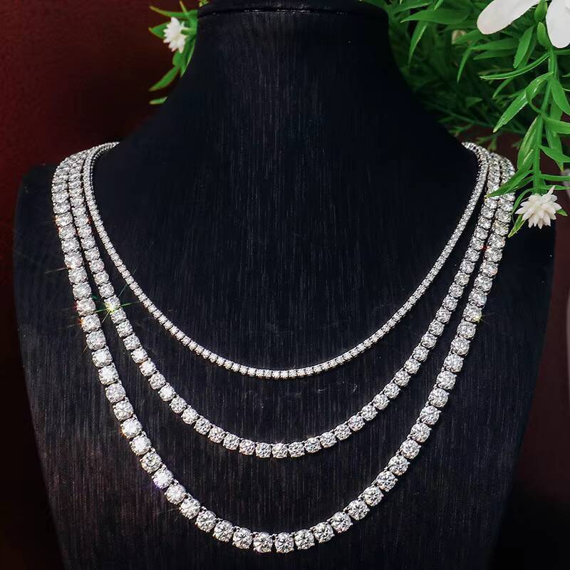 2025Changda Hip Hop Womens Diamond Bulk 5mm 3mm 925 Sterling Silver Vvs Moissanite Tennis Chain Necklace
