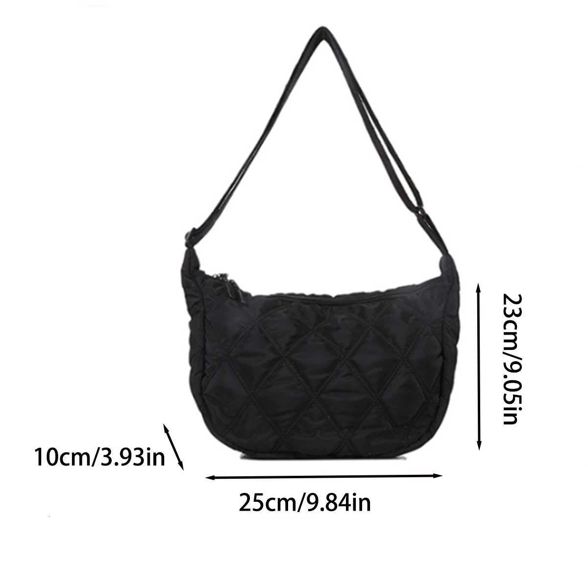 Black diamond check embroidered thread large capacity down Cloud Womens shoulder crossbody dumpling bag (without pendant) Y250730