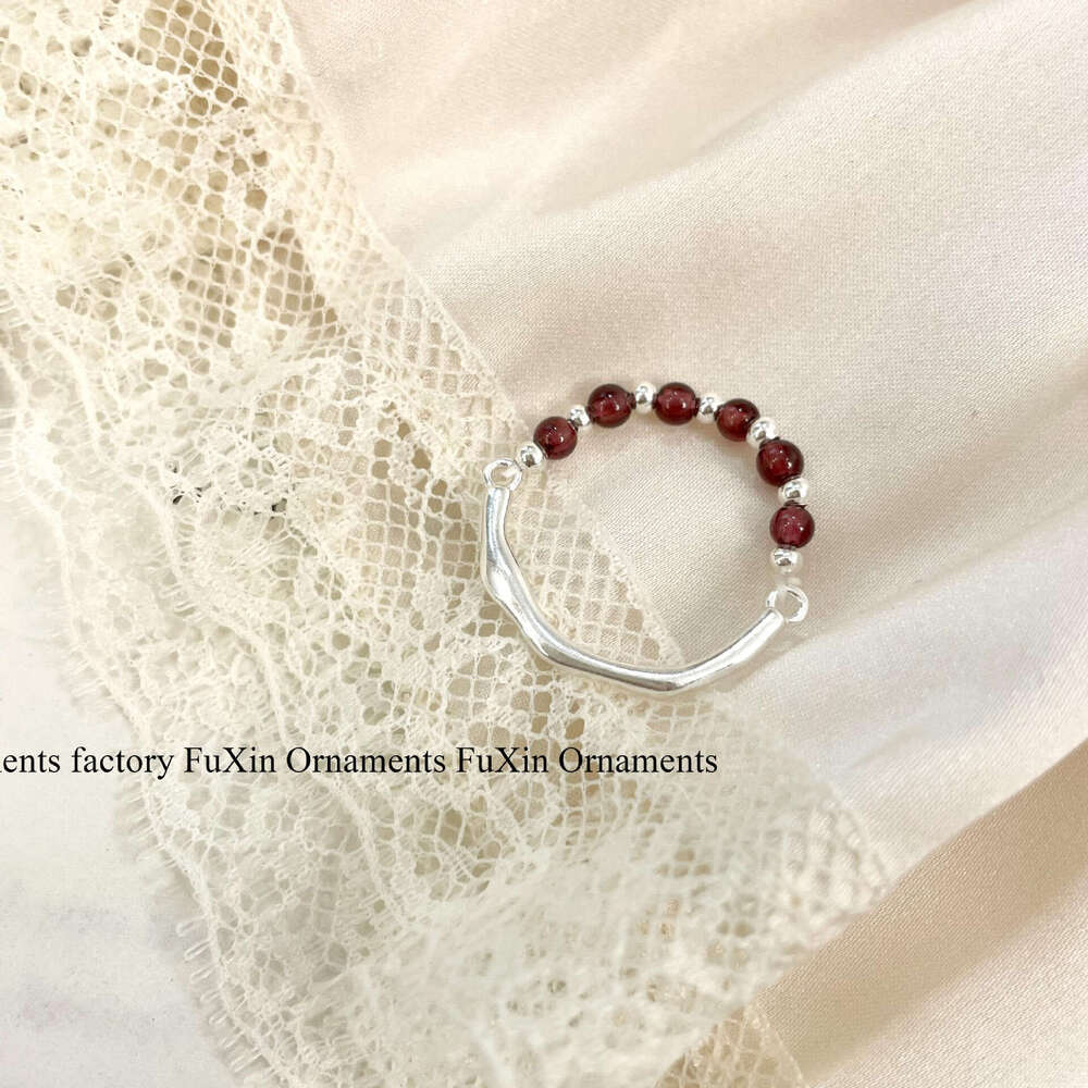 Minimalist INS Style Light Luxury High-End Niche Design Half-Hoop Elegant Women Beaded Round Bead Ring 6c5