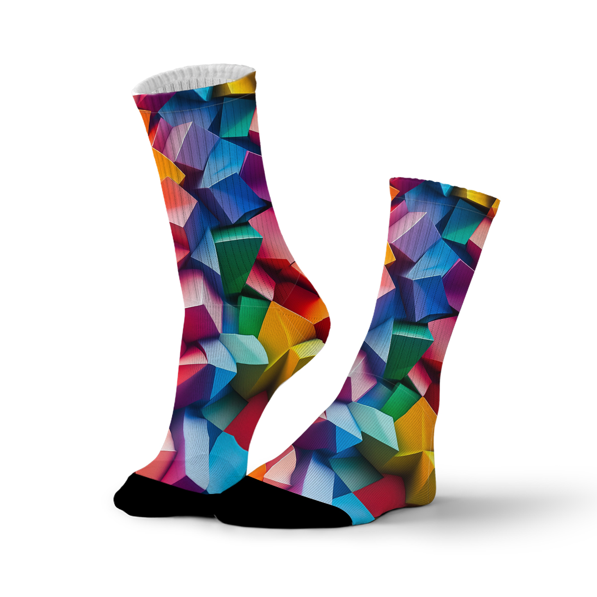 Colorful Geometric Cube Unisex Tube Designer Socks C121