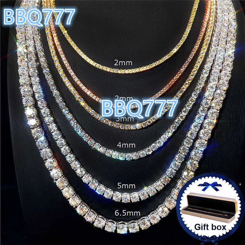 Cheapest Price Hip Hop 925 Silver 2mm 3mm 4mm 5mm 6mm 6.5mm VVS Moissanite Diamond Bracelet Necklace Moissanite Tennis Chain