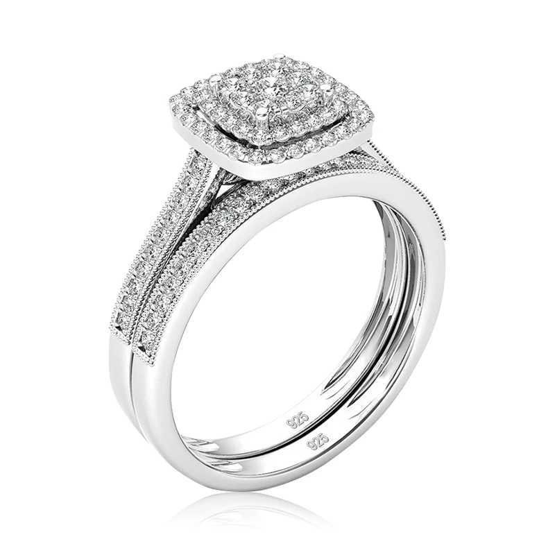2pcs Moissanite Ring Set for Women Original 925 Silver Wedding Jewelry Luxury Engagement Ladies Anniversary Gift Trend y250730