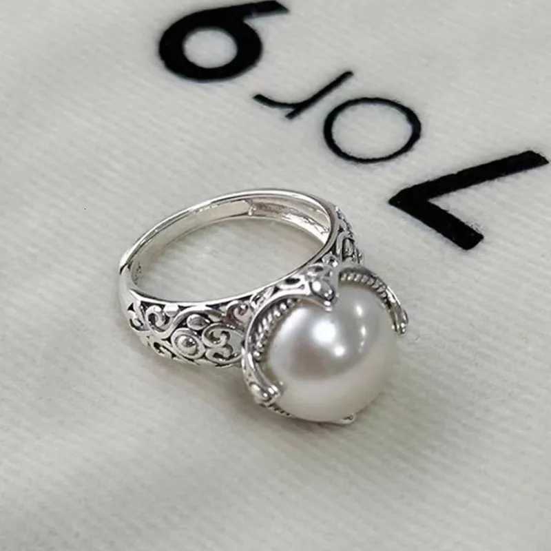 925 Sterling Silver Hollowed PearlAdjustable Rings For Women Wedding Luxury Accessories Dropshipping y250730