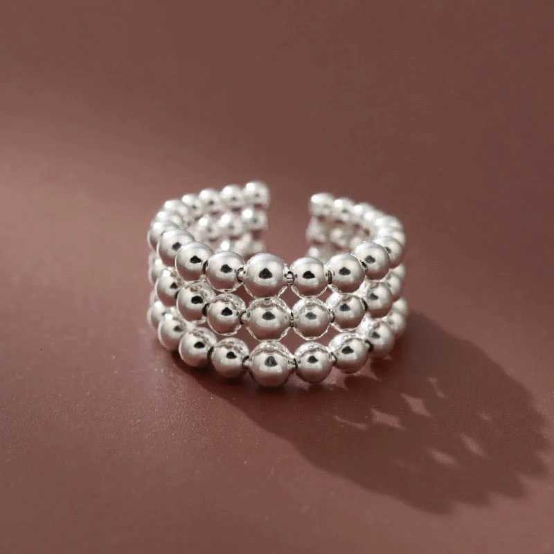 925 Sterling Silver Simple Rings For Women Men Adjustable Open Retro 3 Layers Dots Ring For Party Birthday Gift y250730