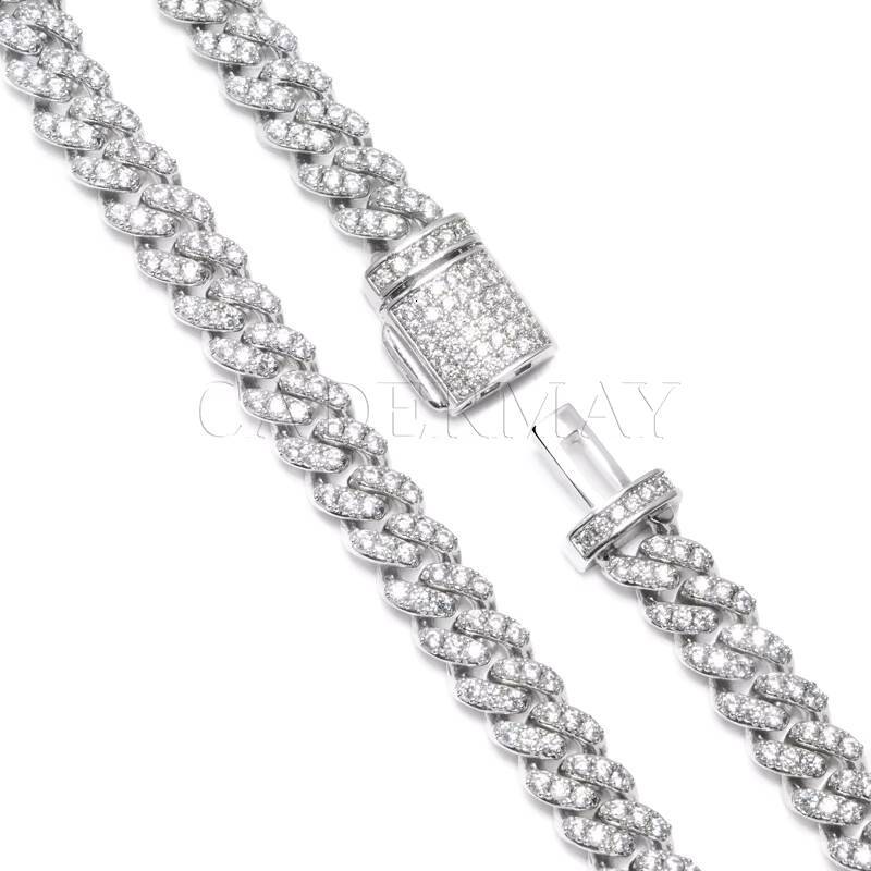 Cadermay Moissanite Cuban Chain 6mm D VVS Moissanite Miami Cuban Chain Hip Hop Jewelry Men Women Gift Cuban Link Chain