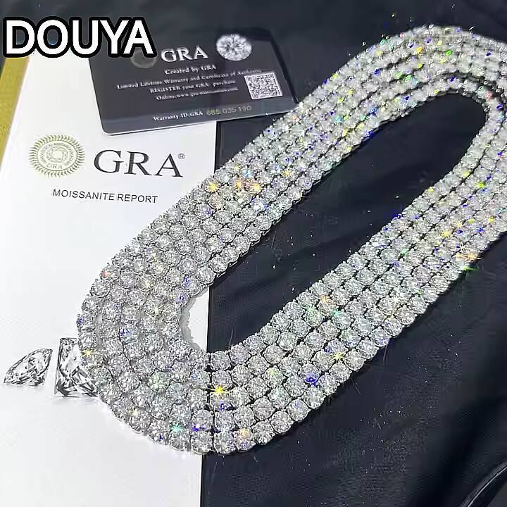 2025 Fast Delivery High Quality Moissanite Tennis Chain 2mm 3mm 4mm 5mm 6.5mm Shining Brightly D VVS Moissanite Women Men Necklace