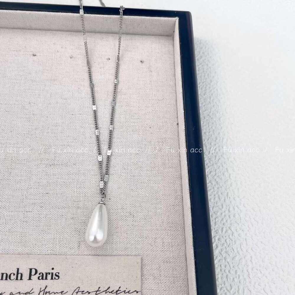 Pearl Double Layer Necklace Stacked Cross Black Crystal Bowknot Light Niche Design High-end Choker 941