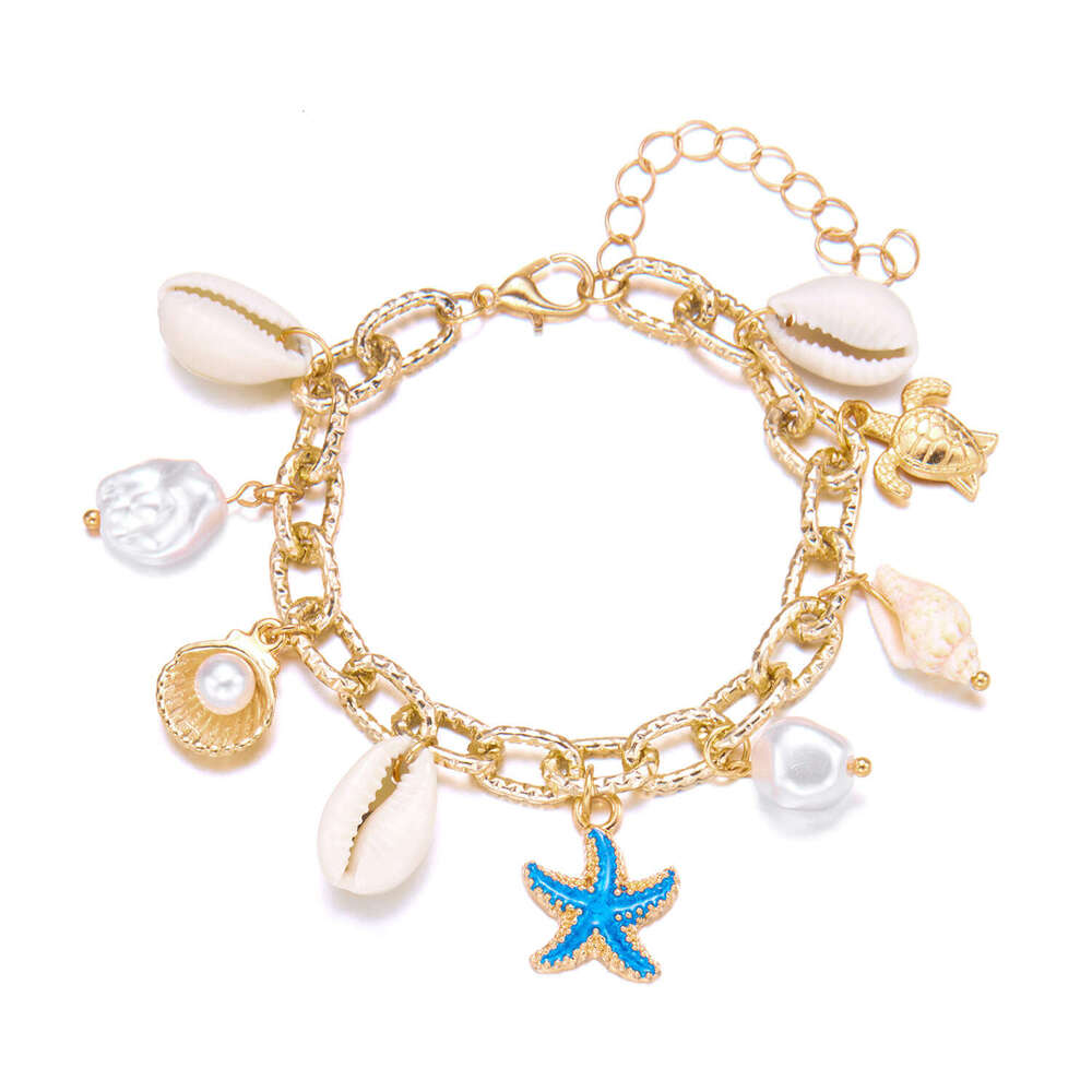 New Beach Jewelry Summer Fashion Versatile Starfish Shell Conch Pearl Bracelet