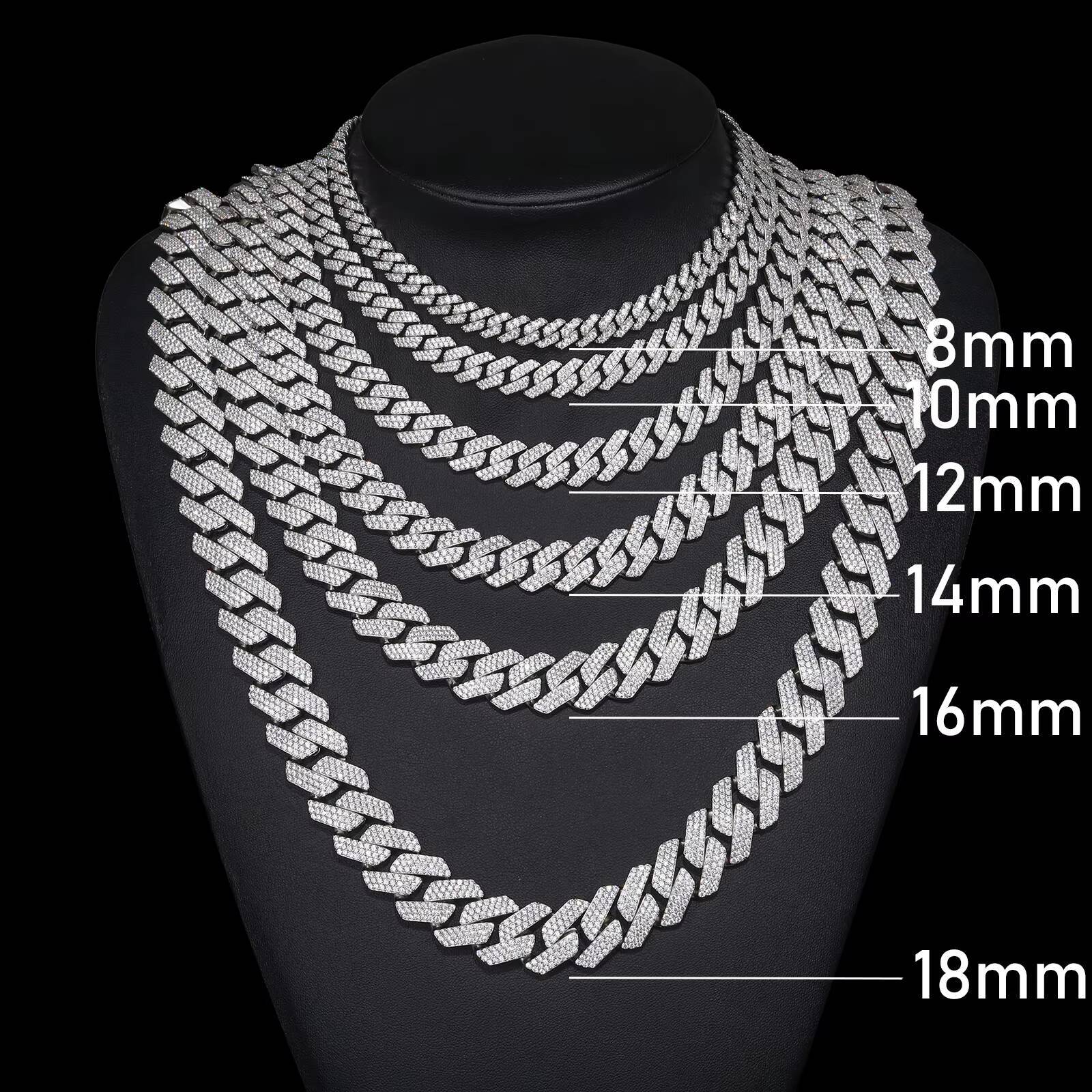 Hip Hop Jewelry Mens 6mm-22mm 14K 18K Gold Plated 925 Sterling Silver VVS Moissanite Diamond Iced Out Cuban Link Chain Bracelet