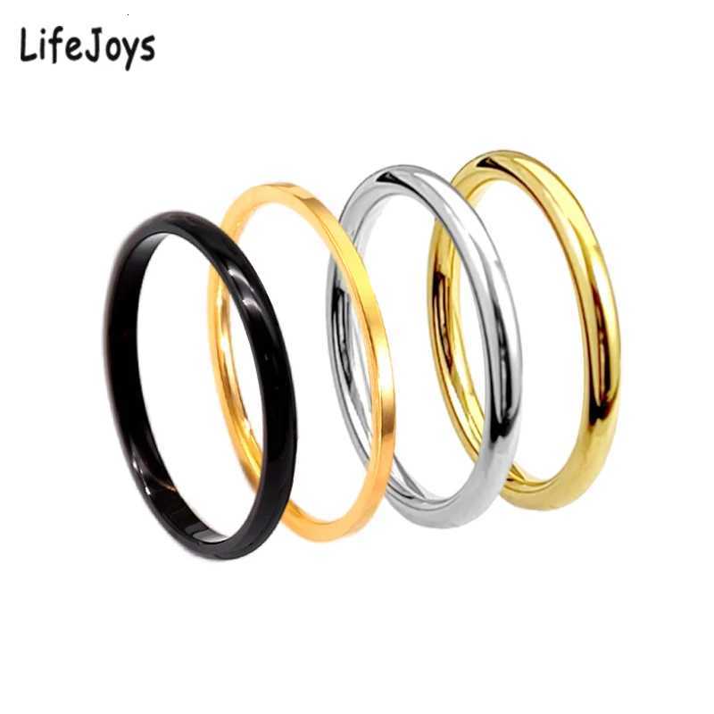 1mm 2mm Stainless Steel Thin Rings for Women and Men Dome Flat Rounded Rose Gold Black Minimalist Jewelry Silver Color 4pcs/lot y250730