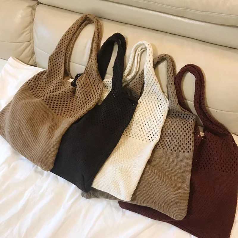 Vintage Hollow Woven Women Shoulder Bag Knitting Handbags Large Capacity Tote Bags For Ladies Summer Beach Travel Shopper Purse G250729