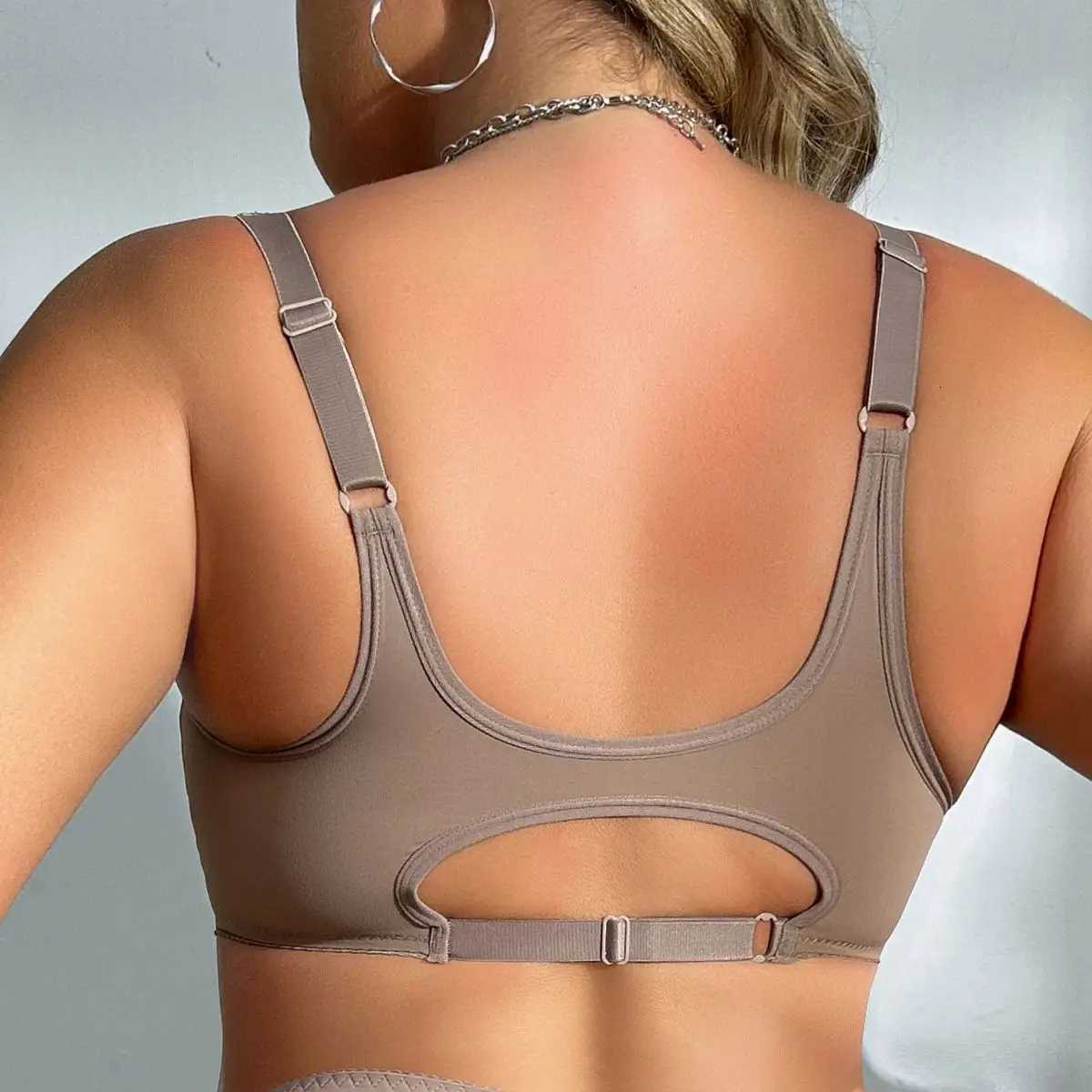 2025 Beauwear Front Closure Bra for Women Plus Size Full Cup Bras Wireless Underwear Solid Color Simple Lingerie Z250730