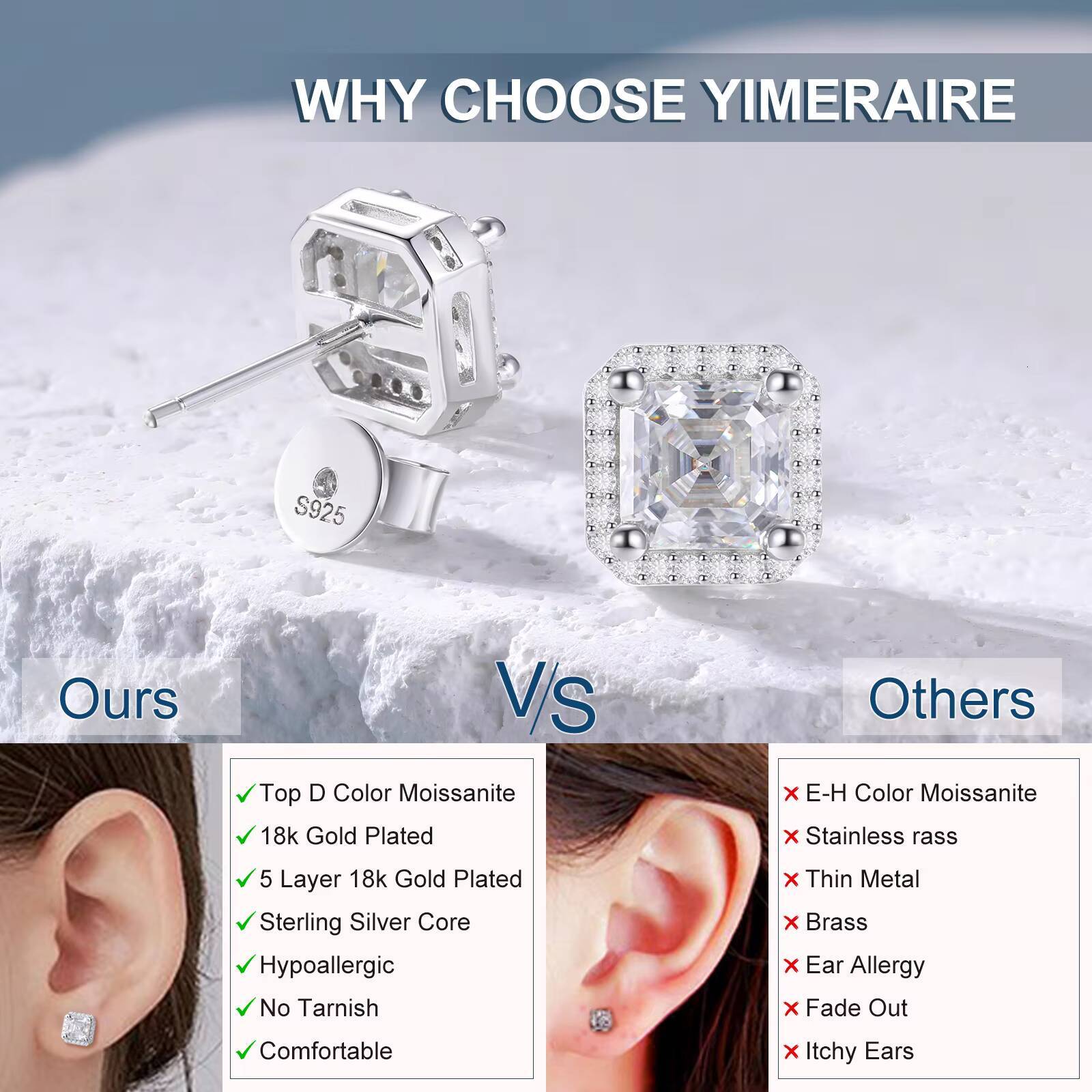 Factory Price Wedding Earring 925 Sterling Silver Luxury Diamond Fashion Jewelry Hip Hop Moissanite Stud Earrings