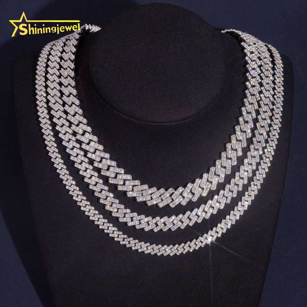 Pure Sier HipHop 7Mm 10Mm 13Mm Single Row Cuban Necklace For Men And Women Silicone Ice Chain