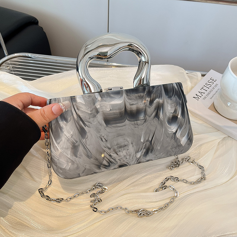 Acrylic Personalized Handheld Box for Women 2025 New Fashion Ice Crack Pattern Single Shoulder Crossbody Evening Bag ddmymoon