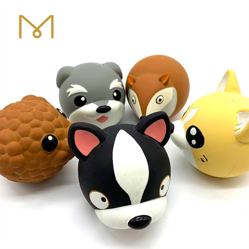 Latex Animal Ball Pet Toy Natural Rubber Bouncy Squeaky Dog Puppy Toy 5pcs/Pack