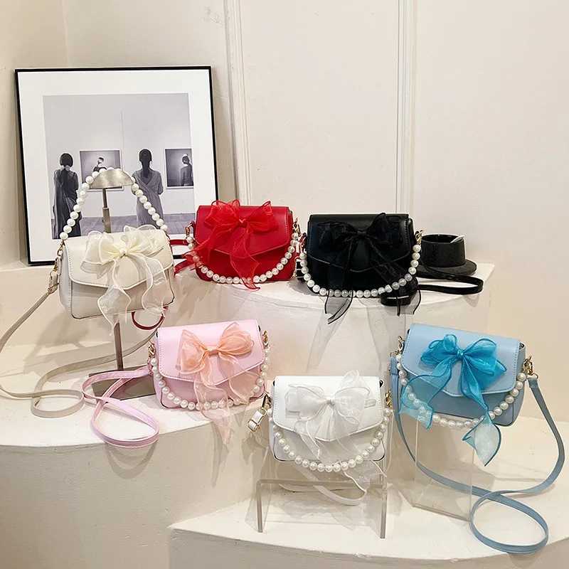 FAshion Womens Small Crossbody Shoulder Bags Lady PU Leather Messenger Bag Bow Pearls Handbags And Purses Flap Travel Bag Y250730