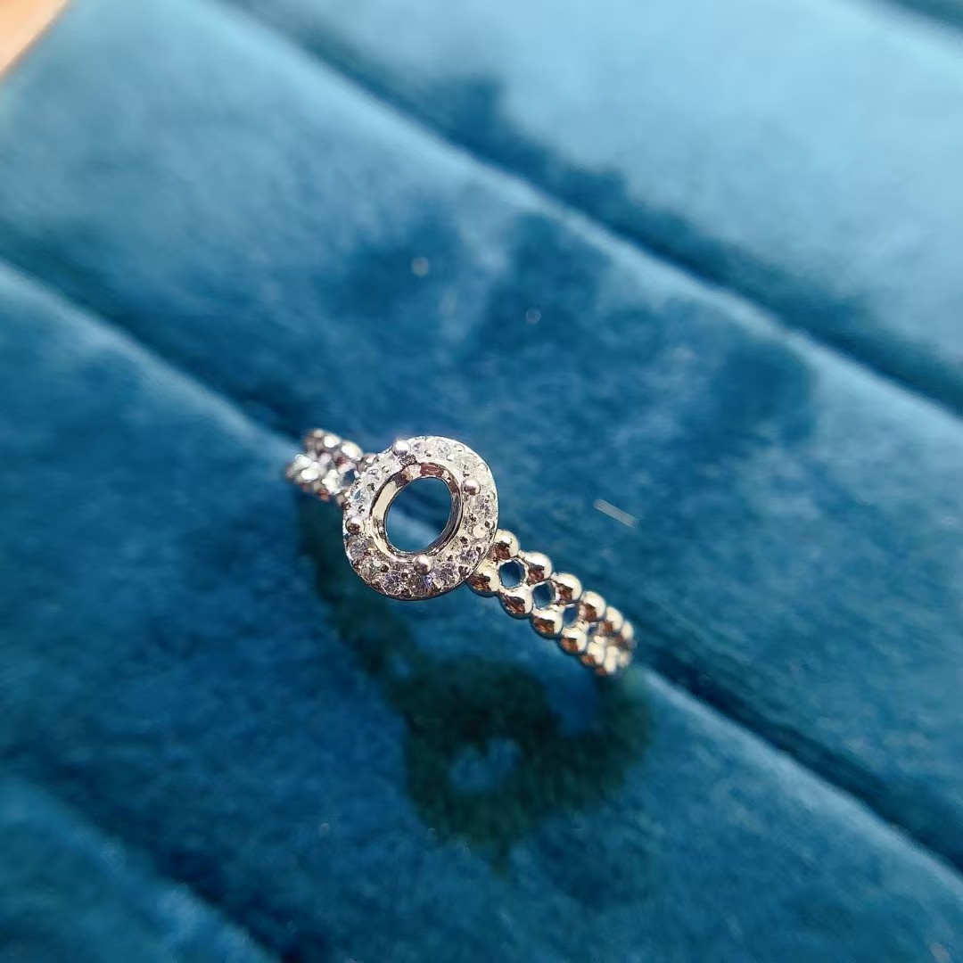 4mm*5mm Oval gemstone ring setting for engagement ring DIY 18K gold plated 925 silver jewelry making supplier