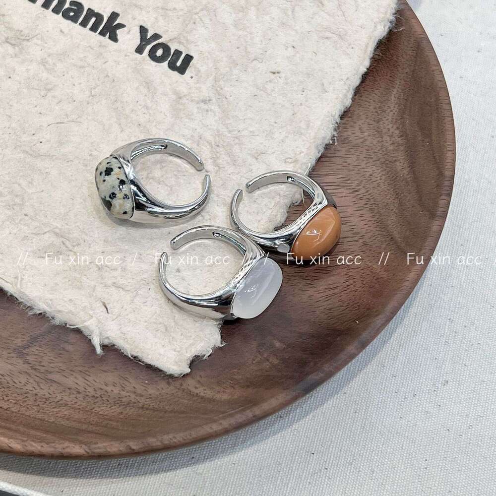 FX Autumn Winter New Melad Natural Tiger Eye Stone Niche Fine Craft Chalcedony Index Finger Ring High-end Versatile Accessory 455