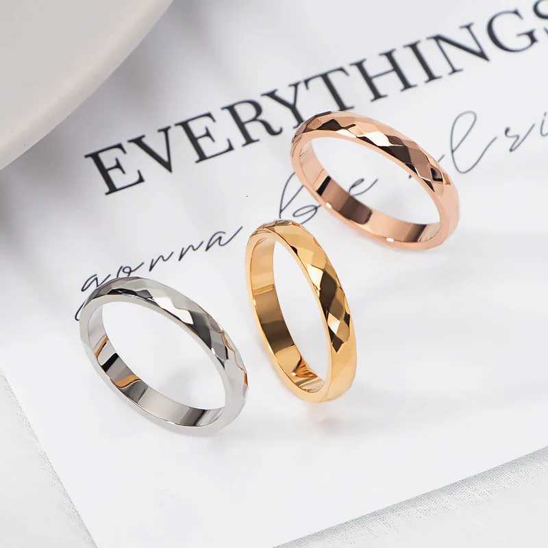 New Fashion Minimalist Thin Rings for Women Pattern Stainless Steel Round Finger Jewelry in Gold and Silver Colors Female Gifts 3mm y250730