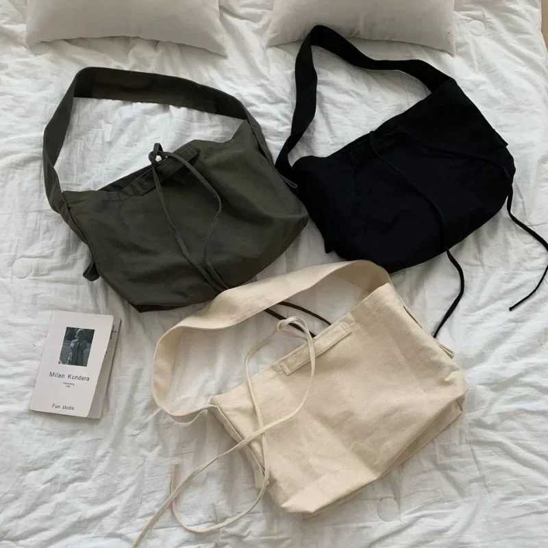 Women Leisure Bandage Crossbody Bag Canvas Shoulder Bags Female Multi-purpose Messenger Bag Student Bag Sac Courses Reutilisable Y250730