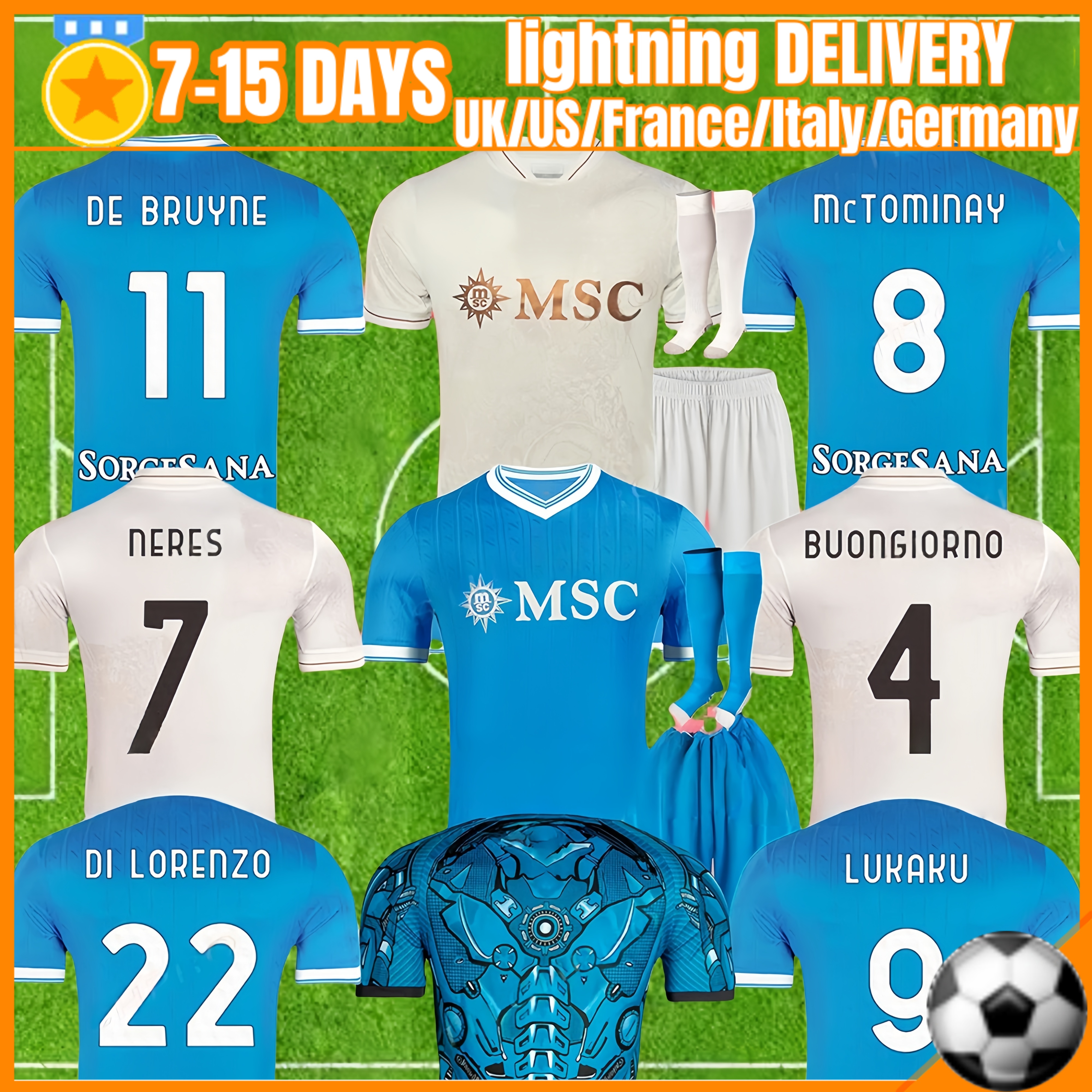 2025 2026 LUKAKU NaPoLi Soccer Jerseys KVARATSKHELIA DI LORENZ0 Maglietta da calciatore Naples Player Vest Training Football shirts Kids Kits sets