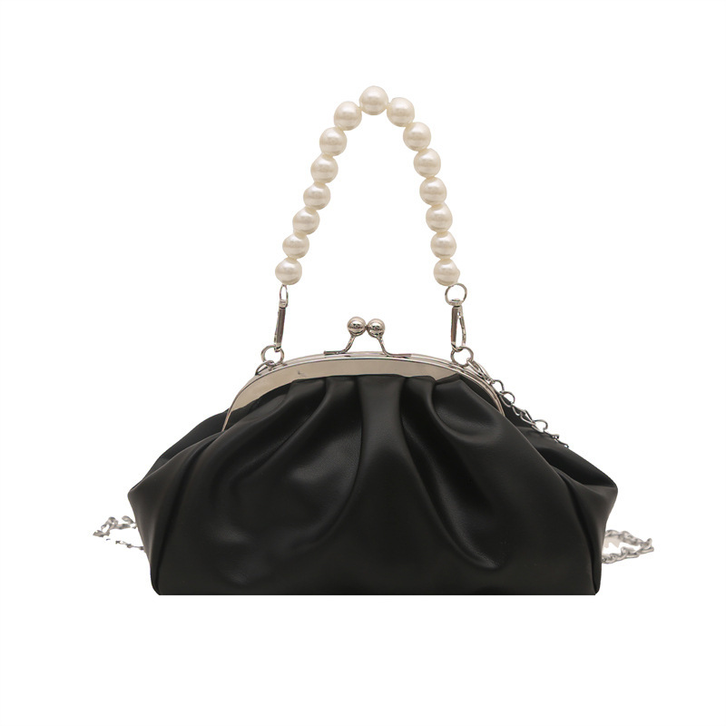 Pearl Handheld Cloud for Women 2025 New Niche Pleated Chain Crossbody Small Exquisite Clip Bag ddmymoon
