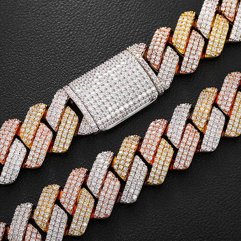 Luxury Mens 19mm 925 Sterling Silver Pass Diamond Tester VVS Moissanite Diamond Iced Out Miami Cuban Link Chain