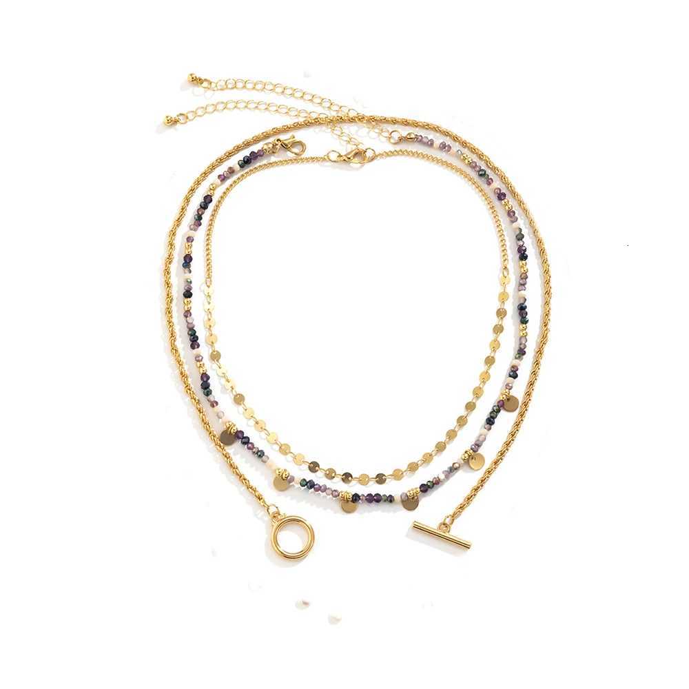 Bohemian Multilayer Handmade Beads Chain Fashion Necklaces Tassels Gold Color Sheet Pendant Jewelry For Women Accessories X0179 Z250731 Z250910