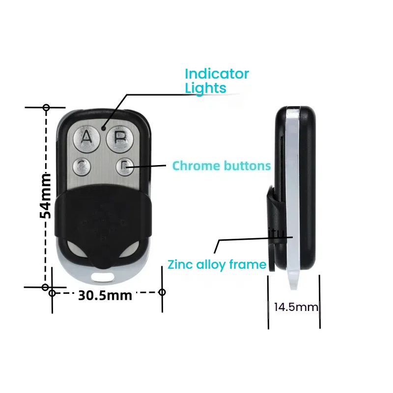 Universal Garage Door Control 433mhz 315mhz Metal Four key Copy Remote Control controller Gate Remote Control Duplicator