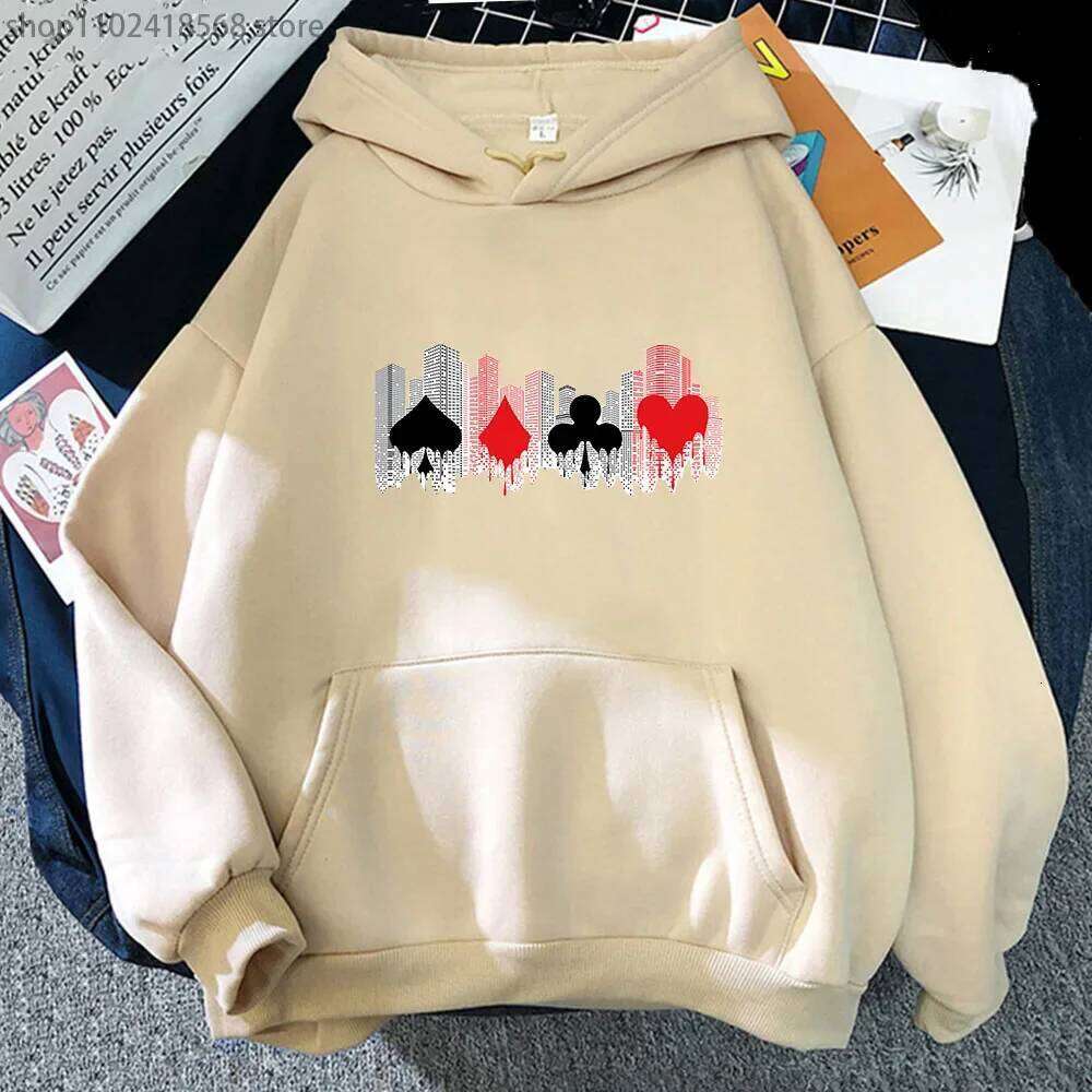 Alice In Borderland Hoodies Buildings and Playing Cards Sweatshirt Haruku Streetwear Women Top Y2k Sudaderas Men Clothing