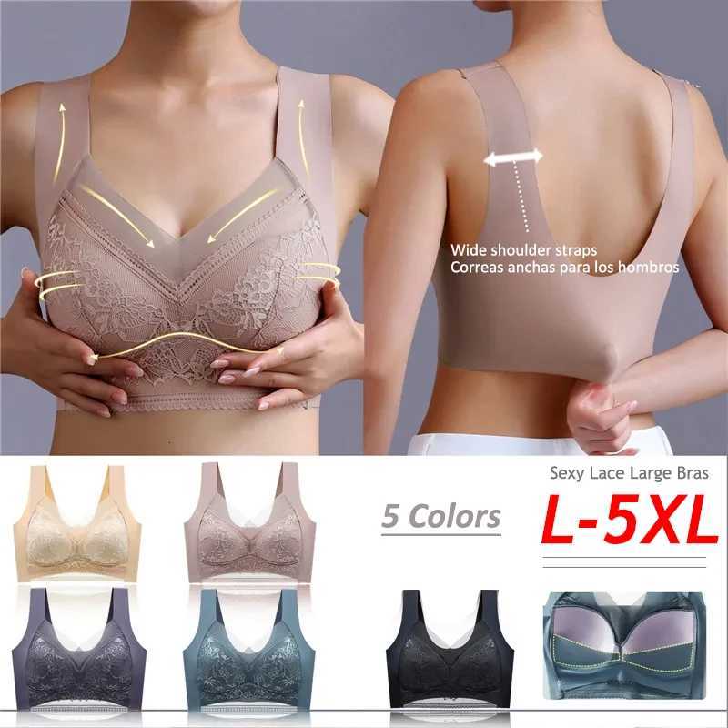 5XL Women Large Bra Push Up Ice Silk Seamless Upper Bralette Lace Wireless Summer Bras Plus Size Top Lingerie Underwear 15019 Z250730