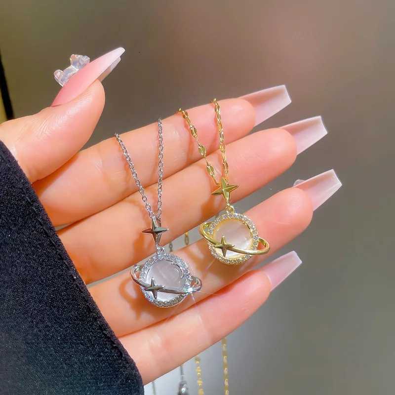 316L Stainless Steel Gold Color Opal Star Pendant Necklace For Women Girl Elegant Jewelry Party Gift Wholesale Z250731 Z250910