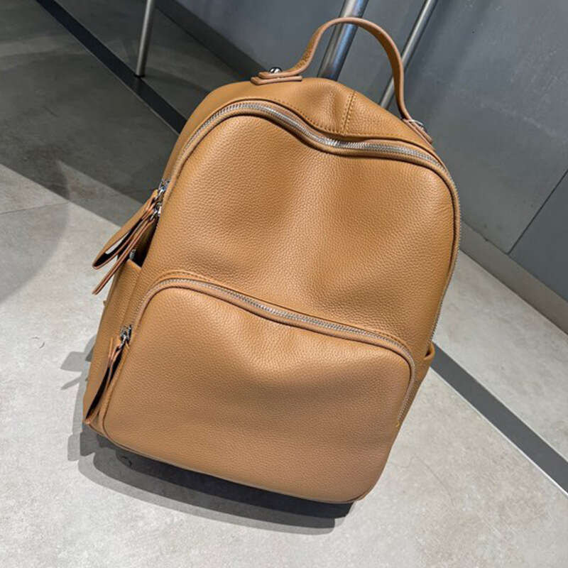 New Top Layer Cowhide for Women Large Capacity ISN Style Student Travel Backpack designer bag B5
