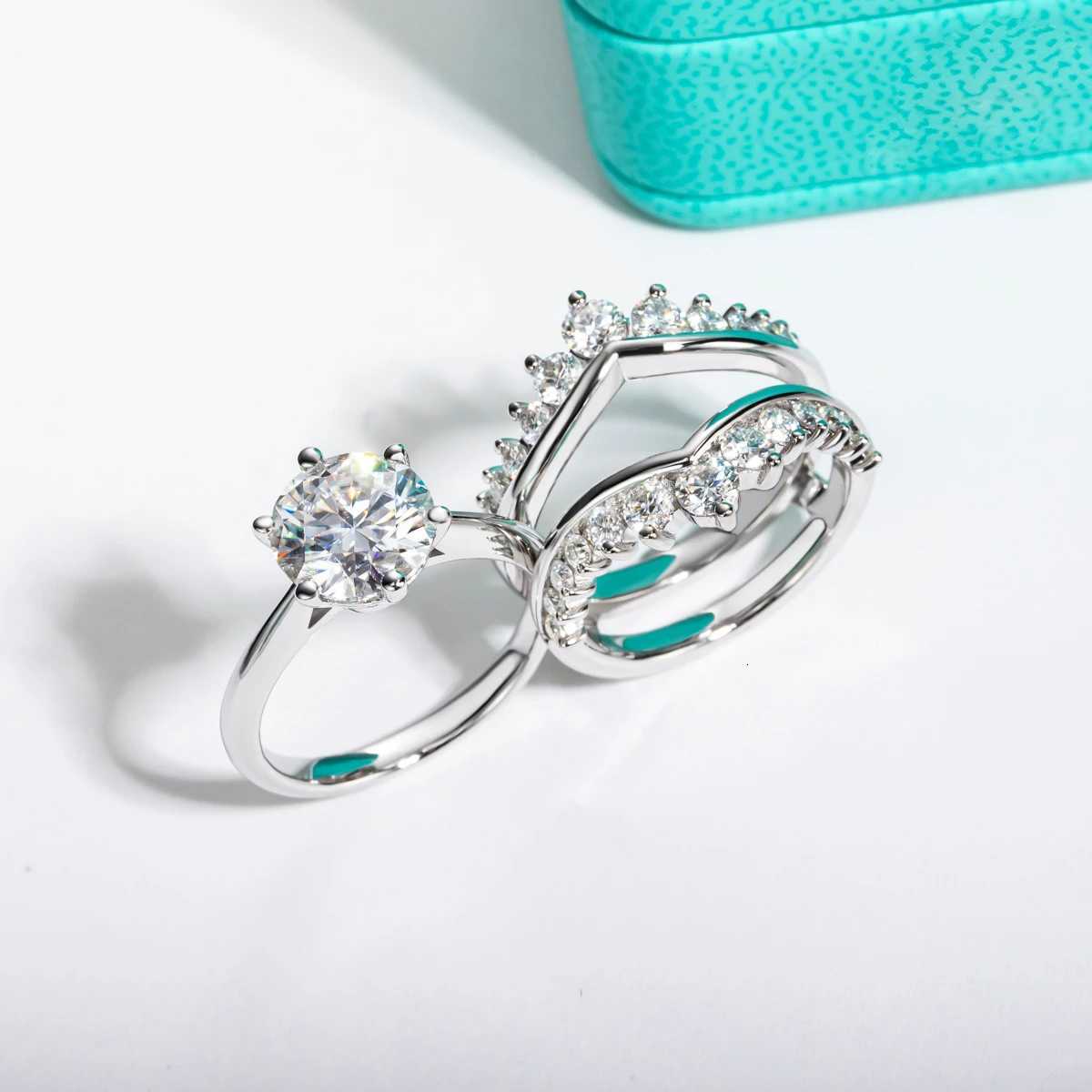 3CT D Color Moissanite Wedding Bands 18k Gold Plated 925 Sterling Silver Bridal Ring Set For Girls Jewelry Wholesale y250730