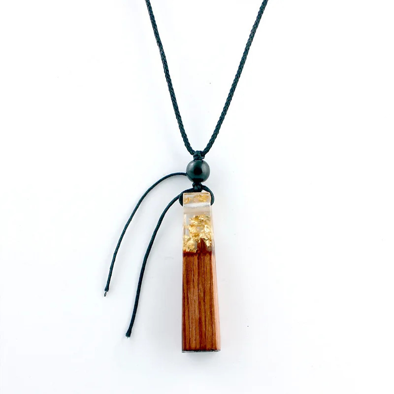 Solid Wood Pendant Necklace Ethnic Travel Jewelry Solidified Time Resin Handmade Bag Pendant 250729
