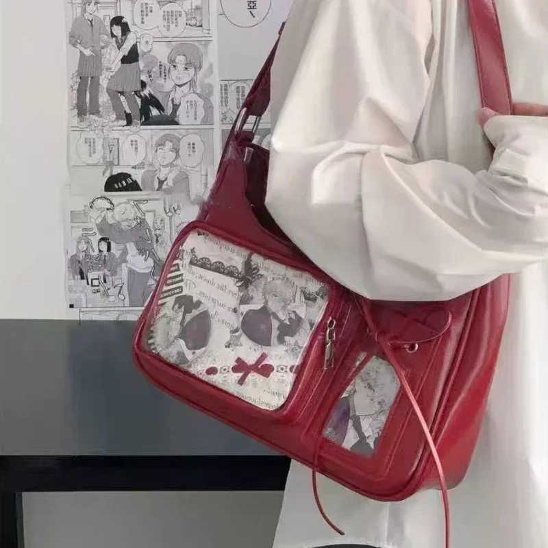 Y2k Harajuku Shoulder Bag Women Korean Transparent Ita Bag School Crossbody Bag Female Japanese Designer Preppy Handbag Purse Y250730