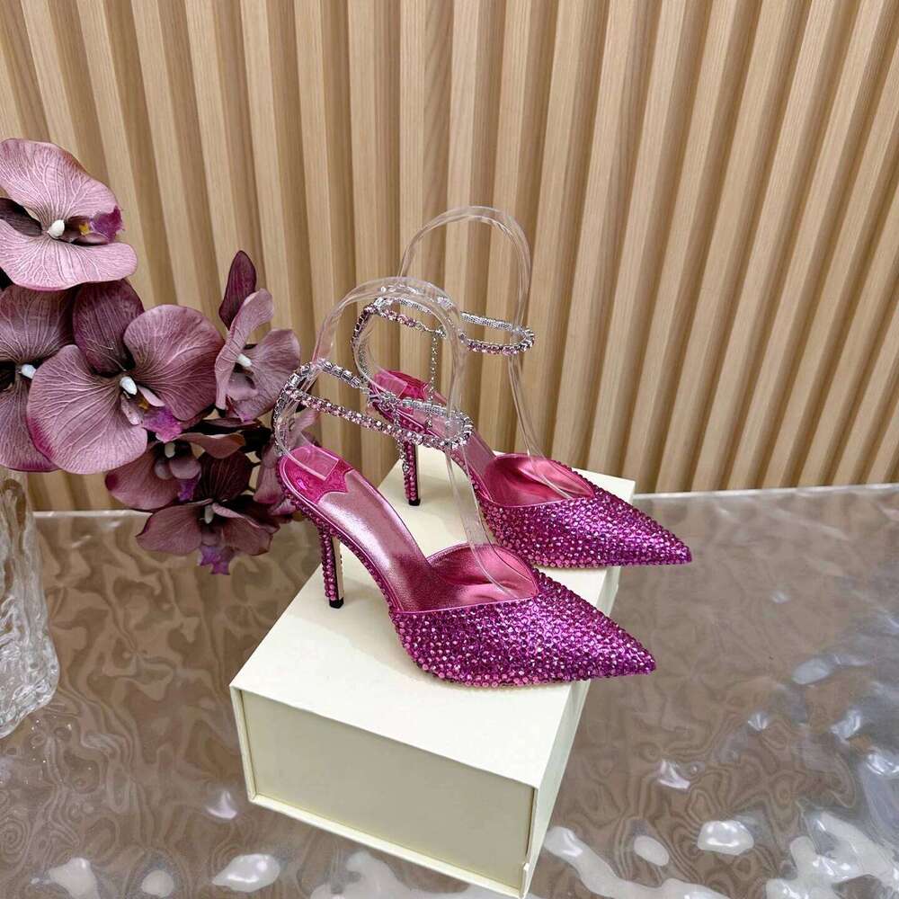 Women Size34-42 Genuine Leather Crystals Pumps Super High Heels Sandals Pointed Toes Designer Shoes Zapatillas De Mujer be4