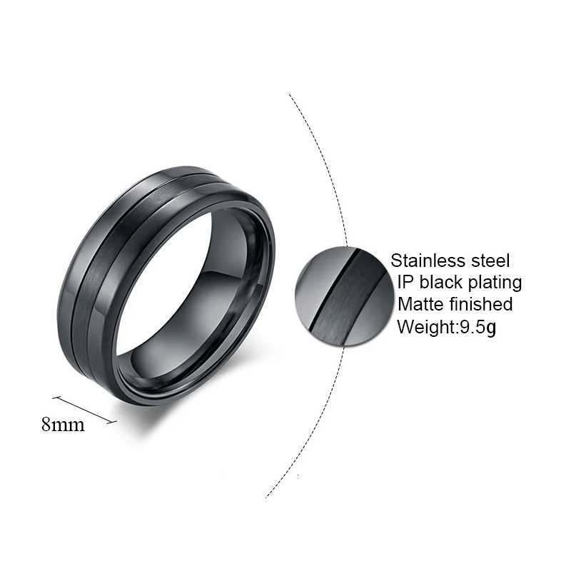 Simple High Polished Matte Finished Combination Ring for Men Black / Silver Color Stainless Steel Ring Mens Jewelry y250730