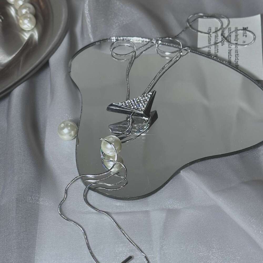 FUXIN New Inverted Triangle Full Dia Fashion Necklace Niche Simple High-end Feel Pull-out Long Clavicle Chain 462
