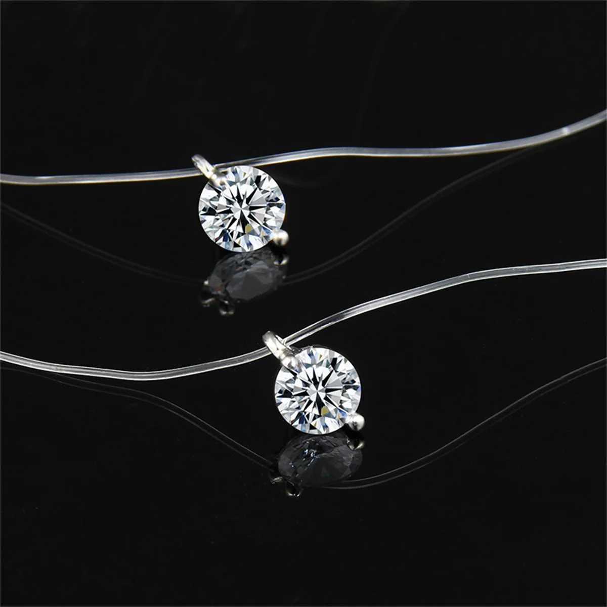 Fashion Shiny Crystal Necklace For Women Female Transparent Fishing Line Round Zircon Choker Minimalist Clavicle Chain Jewelry Z250731 Z250910