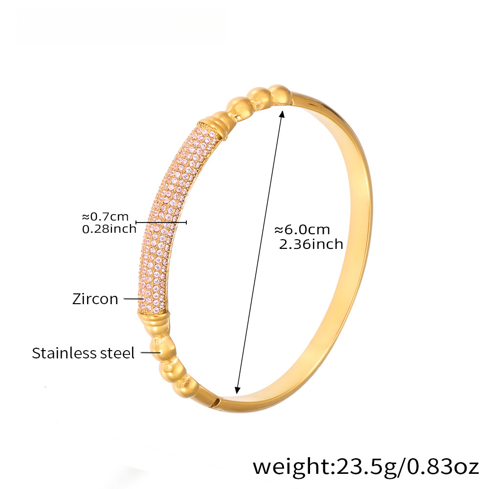 Style Horseshoe Designer Bracelet Clasp Double Row Zirconia Clasp Luxurious Precision Craft Bracelet Madam Stainless Steel 18K Gold Plated Bangle