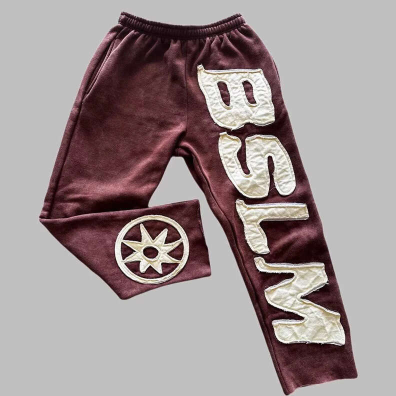 Autumn Winter New Sweatshirt Personality Style High Street Hip Hop Letter Embroidery Fashion Casual Pants Unisex