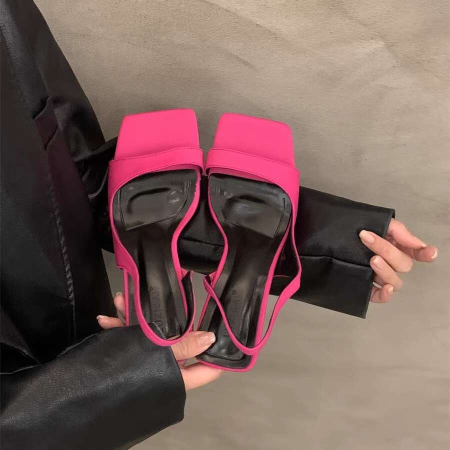 Niche High Heel Black French Open Toe Sandals Fairy 2025 New Summer designer shoes Elegant Dress Roman Shoes