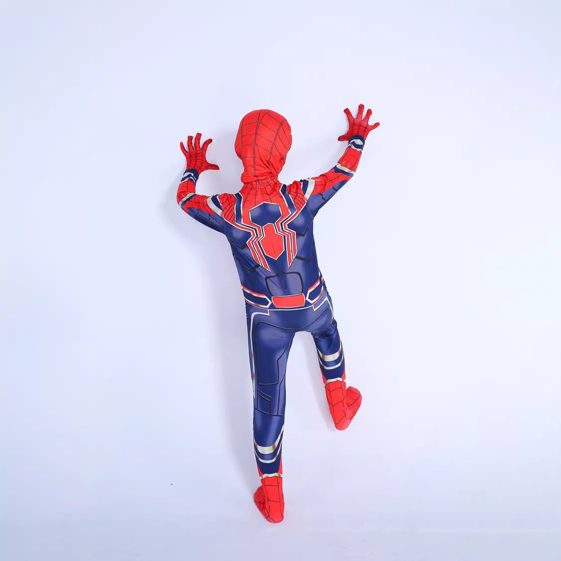 Parent-child red and blue hero style one-piece tight-fitting dress for children and adults, Halloween party cosplay performance costume