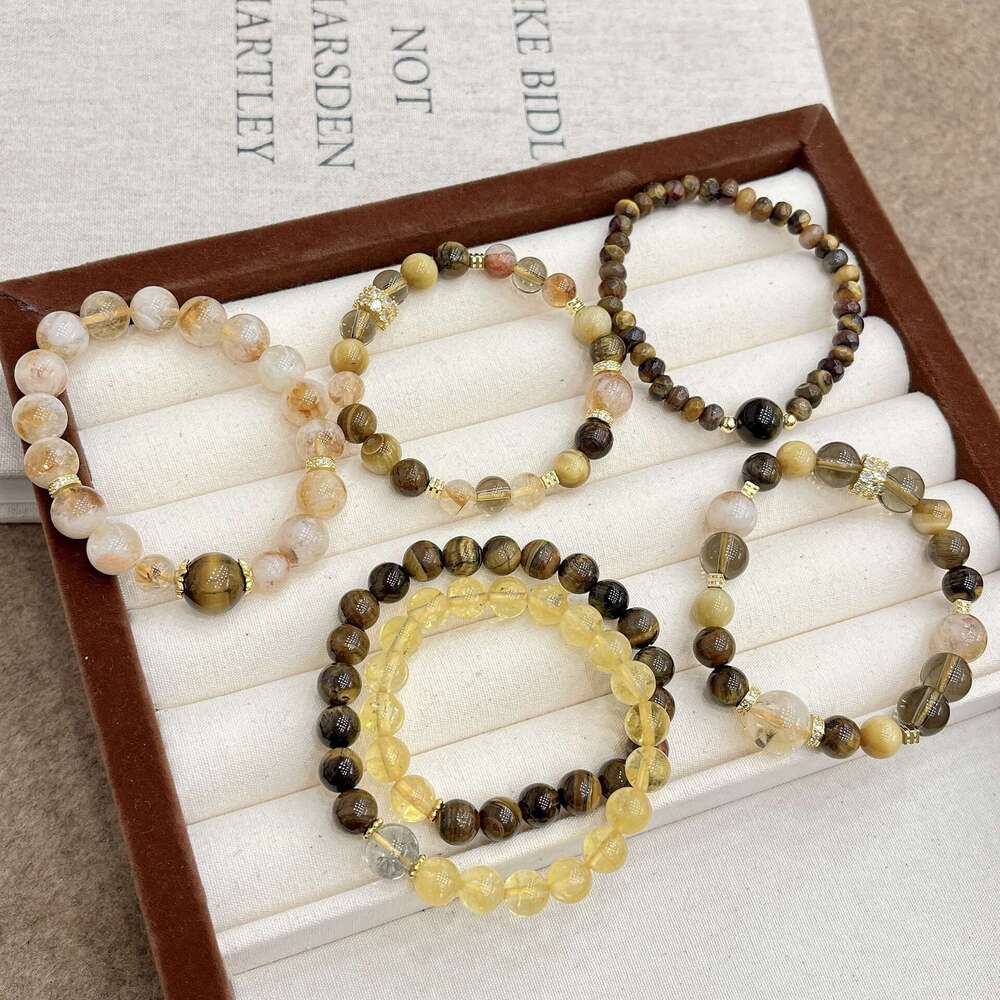 New Chinese Melad Wind Yellow Crystal Gold Lucky Style Natural Tiger Eye Stone High-end Niche Bracelet d9a