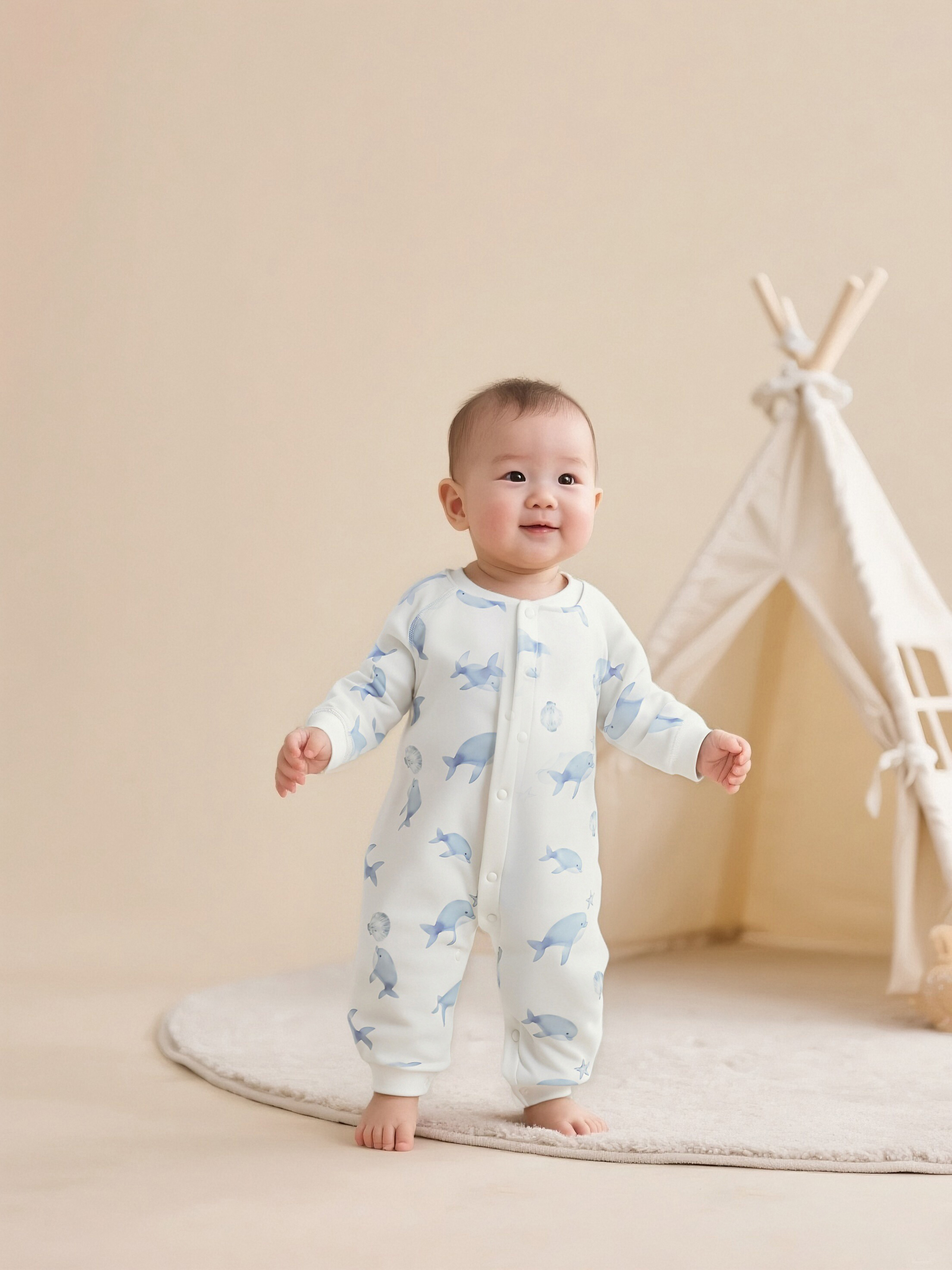 Pure cotton A-type baby jumpsuit newborn home baby clothes baby autumn and winter harem long crawling