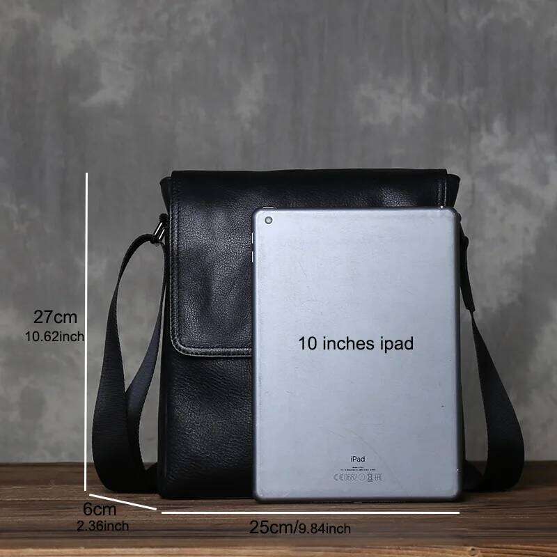 Men's Genuine Leather Shoulder Simple Vertical Design Top Layer Cowhide Crossbody Fashionable Mailman Bag