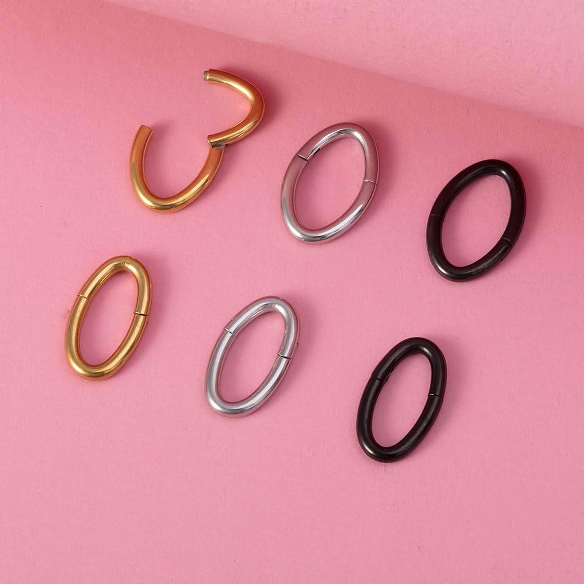 Elliptical eyebrow ring, hinged chain ring, stainless steel earrings, body piercing jewelry, ear bone ring wholesale